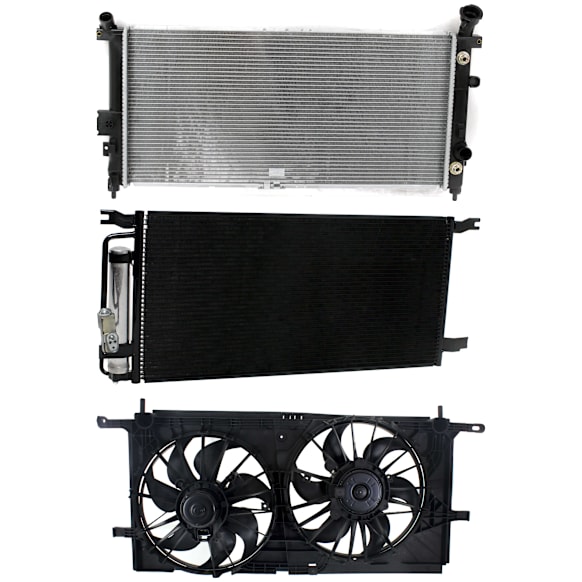 2005 Pontiac Montana - 3-Piece Kit A/C Condenser, 3.4L 6Cyl,  Includes (1) A/C Condenser, (1) Cooling Fan Assembly, and (1) Radiator