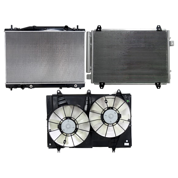 2006 Cadillac CTS - 3-Piece Kit A/C Condenser, 3.6L 6Cyl,  Includes (1) A/C Condenser, (1) Cooling Fan Assembly, and (1) Radiator