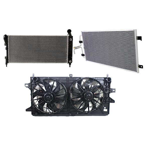 2004 Pontiac Grand Prix - 3-Piece Kit A/C Condenser, 3.8L 6Cyl,  Includes (1) A/C Condenser, (1) Cooling Fan Assembly, and (1) Radiator