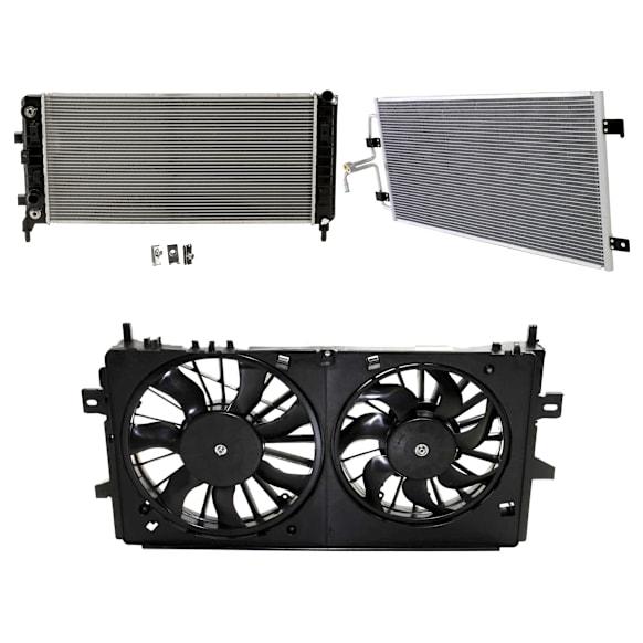 3-Piece Kit A/C Condenser, includes (1) A/C Condenser, (1) Cooling Fan Assembly and (1) Radiator, 3.6L Eng., 6 Cyl.