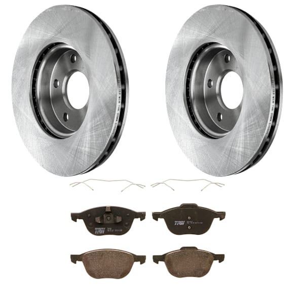 2013 Ford C-Max - 2-Wheel Set Front Brake Disc and Pad Kit, Plain Surface, 5 Lugs, 277.88 mm, Semi-metallic, 2.0L 4Cyl, Includes (2) Disc and (1) Pad Set
