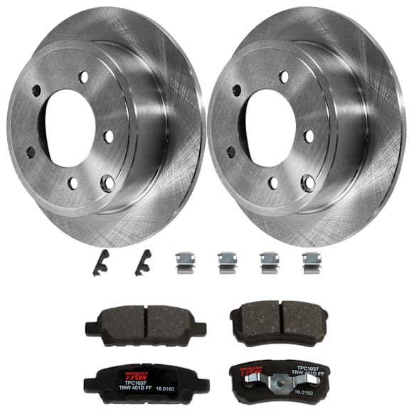 2008 Chrysler Sebring - 2-Wheel Set Rear Brake Disc and Pad Kit, Plain Surface, 5 Lugs, 262.13 mm, Ceramic, Sedan, 22mm  Disc, Code BRF, 2.7L 6Cyl,  Includes (2) Disc and (1) Pad Set