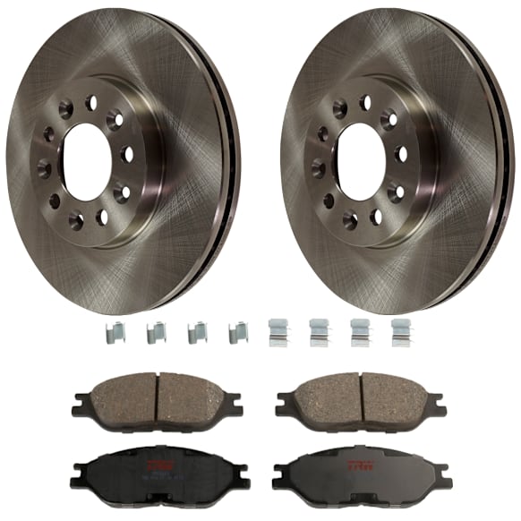 2003 Ford Windstar - 2-Wheel Set Front Brake Disc and Pad Kit, Plain Surface, 5 Lugs, 281.5 mm, Ceramic, 3.8L 6Cyl,  Includes (2) Disc and (1) Pad Set