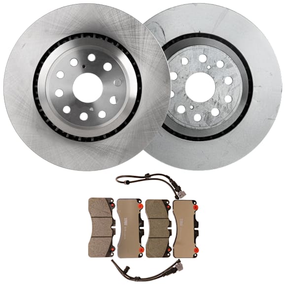 2011 Lexus LS460 - 4-Piece Kit Front Brake Disc and Pad Kit, Plain Surface, 5 Lugs, Ceramic, AWD, All Wheel Drive, Sport package, 4.6L 8Cyl,  Includes (2) Brake Disc and (1) Brake Pad Set