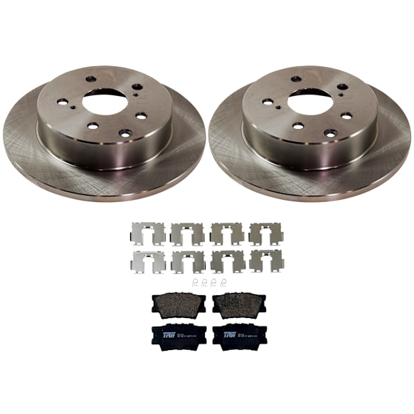 2008 Toyota RAV4 - 4-Piece Kit Rear Brake Disc and Pad Kit, Plain Surface, 5 Lugs, Ceramic, 3.5L 6Cyl,  Includes (2) Brake Disc and (1) Brake Pad Set
