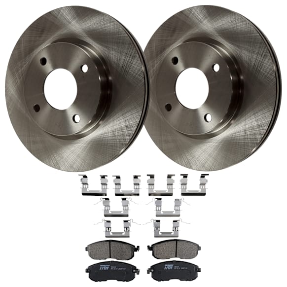 2008 Nissan Sentra - 2-Wheel Set Front Brake Disc and Pad Kit, Plain Surface, 4 Lugs, 279.91 mm, Ceramic, 2.0L 4Cyl, Includes (2) Disc and (1) Pad Set