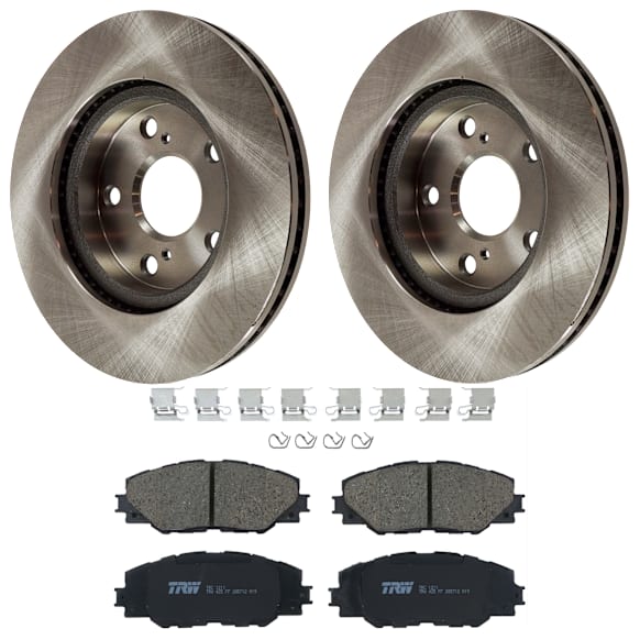 2008 Toyota RAV4 - 2-Wheel Set Front Brake Disc and Pad Kit, Plain Surface, 5 Lugs, 275.08 mm, Ceramic, For Models Without 3rd Row Seat, 2.4L 4Cyl, Includes (2) Disc and (1) Pad Set