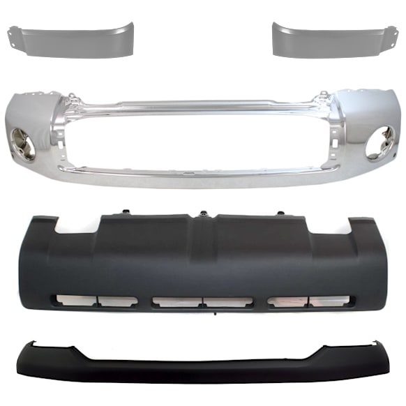 2008 Toyota Tundra - 5-Piece Kit Bumper, Chrome,  Includes (1) Bumper, (1) Bumper Cover, (2) Headlight Filler, and (1) Valance