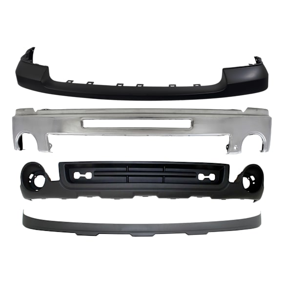 2012 GMC Sierra 1500 - 4-Piece Kit Bumper, Chrome,  Includes (1) Bumper, (1) Bumper Cover, and (2) Valance