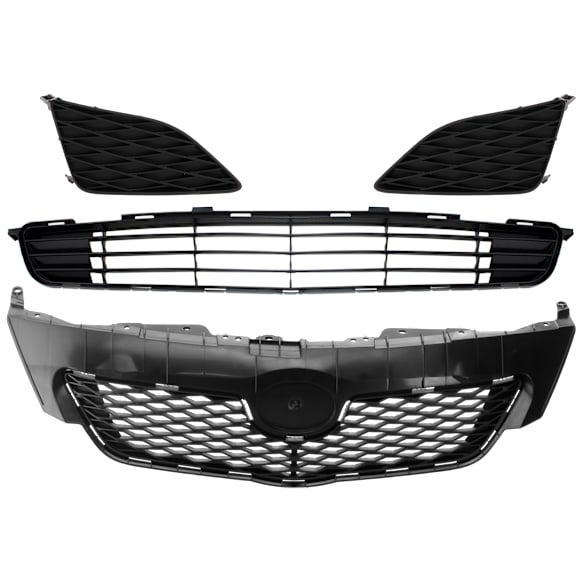 4-Piece Kit Front Bumper Grille, Textured Black, North America Built Vehicle, Includes (1) Bumper Grille, (2) Fog Light Cover, and (1) Grille