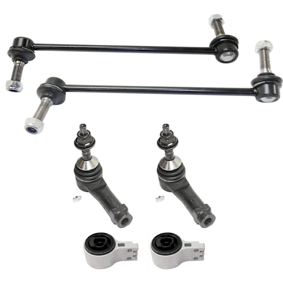 6-Piece Kit Control Arm Bushing, 6-Piece Kit Includes (2) Control Arm Bushing, (2) Sway Bar Link, and (2) Tie Rod End