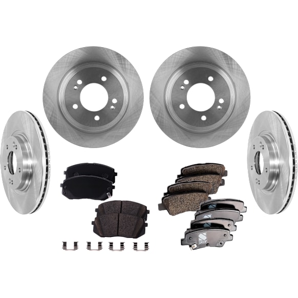 Front and Rear Brake Disc and Pad Kit, Plain Surface 5 Lugs