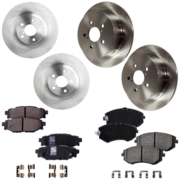 2005 Subaru Outback XT - 8-Piece Kit Front and Rear Brake Disc and Pad Kit, Plain Surface, 5 Lugs, 2.5L 4Cyl,  Includes (4) Brake Disc and (2) Brake Pad Set
