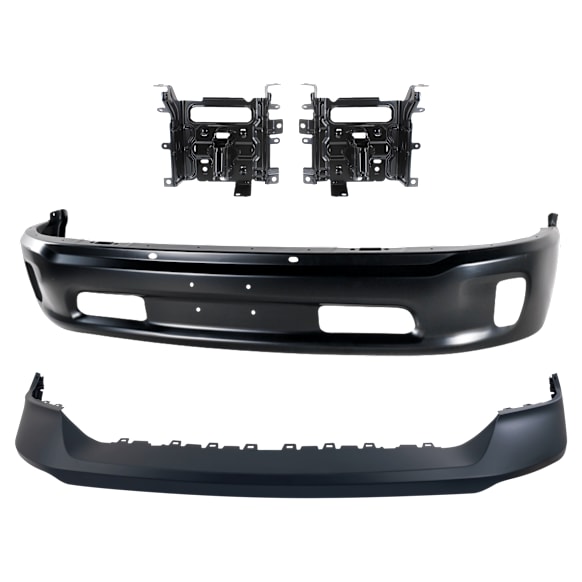 2016 Ram 1500 - 4-Piece Kit Front, Lower Bumper, For Models With Two Piece  Type, Painted Black,  Includes (1) Bumper, (2) Bumper Bracket, and (1) Bumper Cover