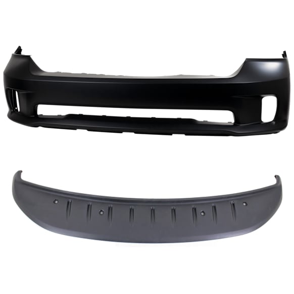 2014 Ram 1500 Outdoorsman - 2-Piece Kit Front Primed Bumper Cover, For Models With One Piece Bumper Type (Ram Logo on Grille),  Includes (1) Bumper Cover and (1) Valance