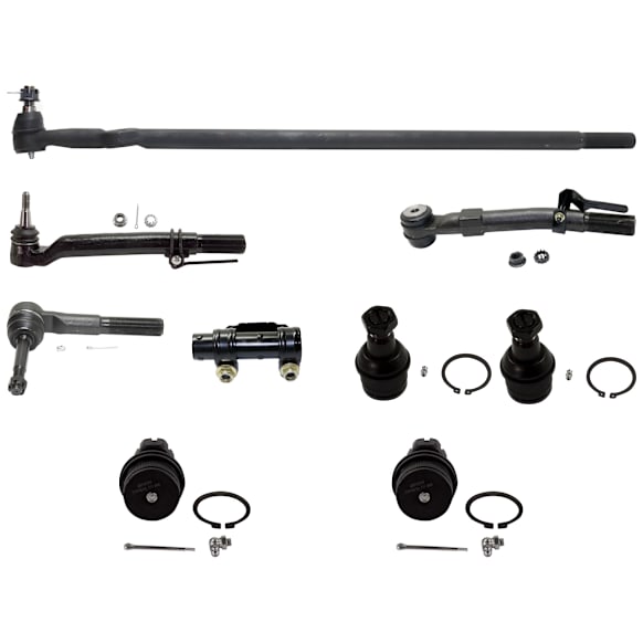 9-Piece Kit Tie Rod Ends with Ball Joints, Drag Link, and Tie Rod Adjusting Sleeve, 4WD