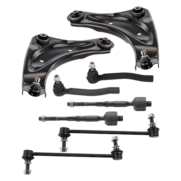 8-Piece Kit Control Arm Includes (2) Control Arm, (2) Sway Bar Link, and (4) Tie Rod End