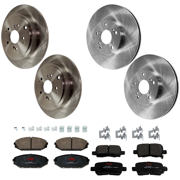 2002 Acura MDX - TRW Front and Rear Brake Disc and Pad Kit, Plain Surface, 5 Lugs, Ceramic