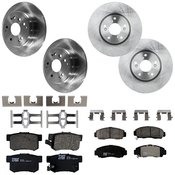 Front and Rear Brake Disc and Pad Kit, Plain Surface 5 Lugs Front-309.88 mm/Rear-281.94 mm Ceramic