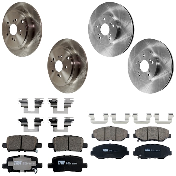 2006 Honda Pilot - 4-Wheel Set TRW Front and Rear Brake Disc and Pad Kit, Plain Surface, 5 Lugs, Ceramic