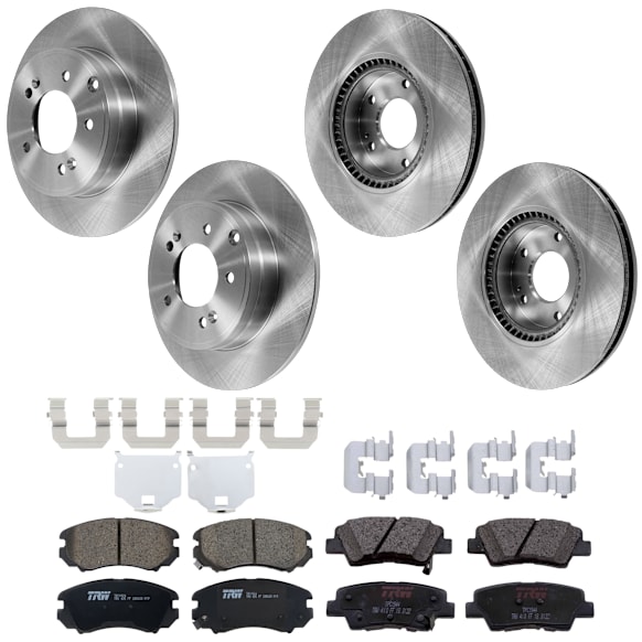 KIT-073024-5891 Front and Rear Brake Disc and Pad Kit, Plain Surface 5 Lugs Ceramic