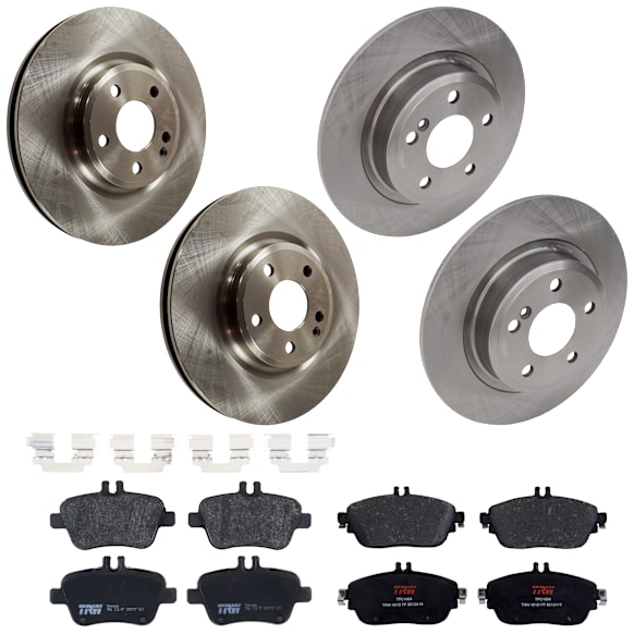KIT-073024-6075 Front and Rear Brake Disc and Pad Kit, Plain Surface 5 Lugs Semi-metallic