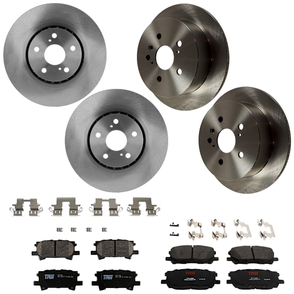 KIT-073024-7191 Front and Rear Brake Disc and Pad Kit, Plain Surface 5 Lugs Ceramic
