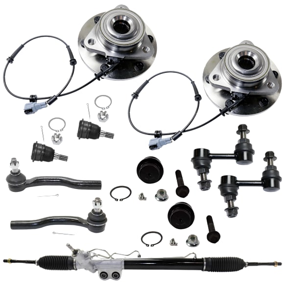 2005 Infiniti QX56 - 11-Piece Kit Front Suspension Kit, Power Steering,  Includes (4) Ball Joint, (1) Steering Rack, (2) Sway Bar Link, (2) Tie Rod End, and (2) Wheel Hub