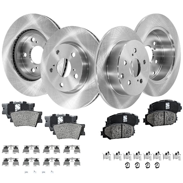 2017 Toyota RAV4 - 8-Piece Kit Front and Rear Brake Disc and Pad Kit, Plain Surface, 5 Lugs, Ceramic, 2.5L 4Cyl, Pro-Line Series  Includes (4) Brake Disc and (2) Brake Pad Set