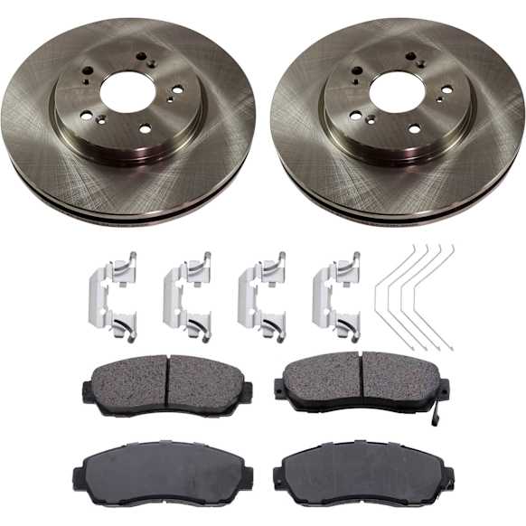 2014 Honda CR-V EX-L - 4-Piece Kit Front Brake Disc and Pad Kit, Plain Surface, 5 Lugs, 295.91 mm, Ceramic, AWD, 2.4L 4Cyl, Pro-Line Series  Includes (2) Brake Disc and (1) Brake Pad Set