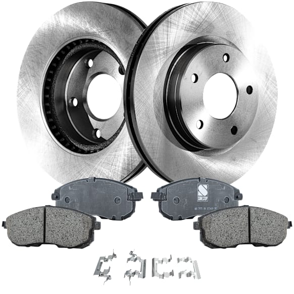 2016 Nissan Sentra - 4-Piece Kit Front Brake Disc and Pad Kit, Plain Surface, 5 Lugs, 299.97 mm, Ceramic, 1.8L 4Cyl, Pro-Line Series  Includes (2) Brake Disc and (1) Brake Pad Set