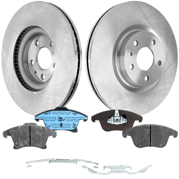 4-Piece Kit Front Brake Disc and Pad Kit, Plain Surface, 5 Lugs, Ceramic, 316 mm Outside Diameter, Pro-Line Series