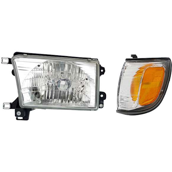 2000 Toyota 4Runner - 2-Piece Kit Driver Side Halogen Headlight, With bulb(s), OE Replacement,  Includes (1) Corner Light and (1) Headlight
