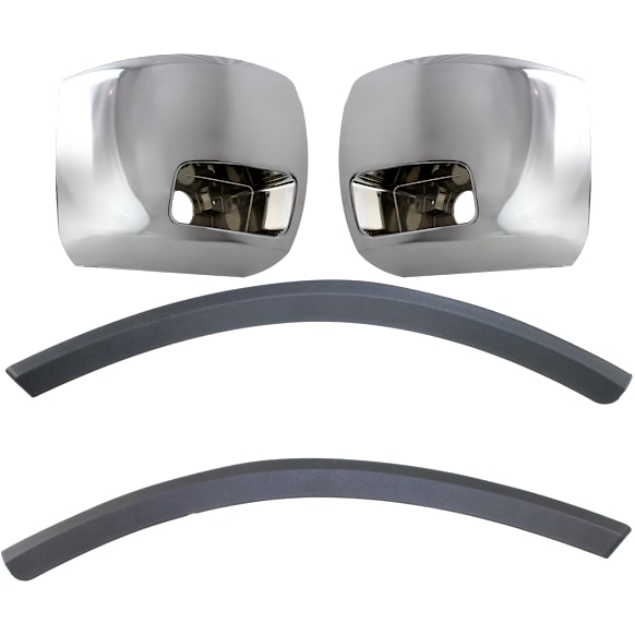 4-Piece Kit Front, Driver and Passenger Side Bumper End, Chrome, Plastic, Includes (2) Bumper End and (2) Bumper Trim