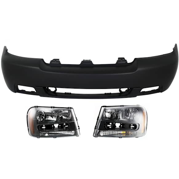 3-Piece Kit, Front Primed Bumper Cover, Includes (1) Bumper Cover and (2) Headlight