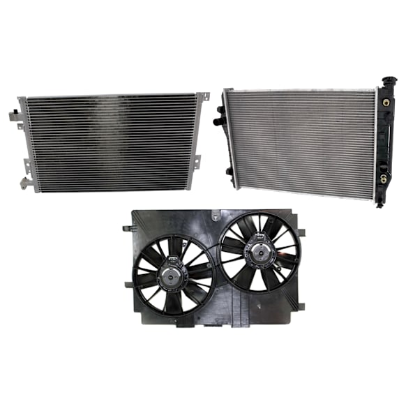 2000 Pontiac Firebird Trans Am - 3-Piece Kit A/C Condenser, 5.7L 8Cyl,  Includes (1) A/C Condenser, (1) Cooling Fan Assembly, and (1) Radiator