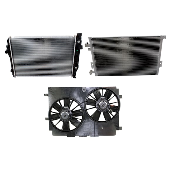 3-Piece Kit A/C Condenser, includes (1) A/C Condenser, (1) Cooling Fan Assembly and (1) Radiator, 5.7L Eng., 8 Cyl.