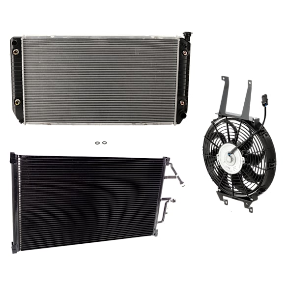 1996 Chevrolet C3500 Base - 3-Piece Kit A/C Condenser, 7.4L 8Cyl,  Includes (1) A/C Condenser, (1) Cooling Fan Assembly, and (1) Radiator