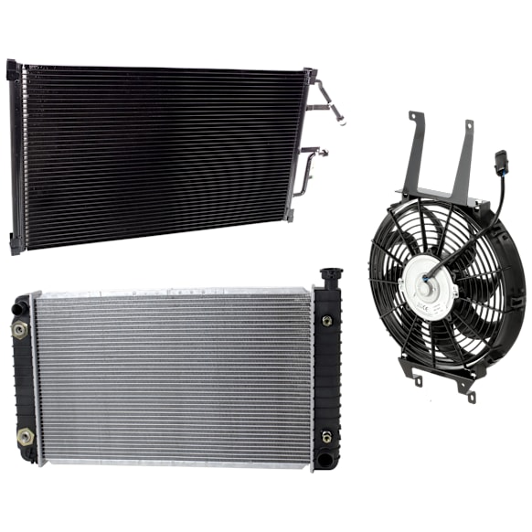 1998 Chevrolet K2500 - 3-Piece Kit A/C Condenser, 5.0L 8Cyl,  Includes (1) A/C Condenser, (1) Cooling Fan Assembly, and (1) Radiator