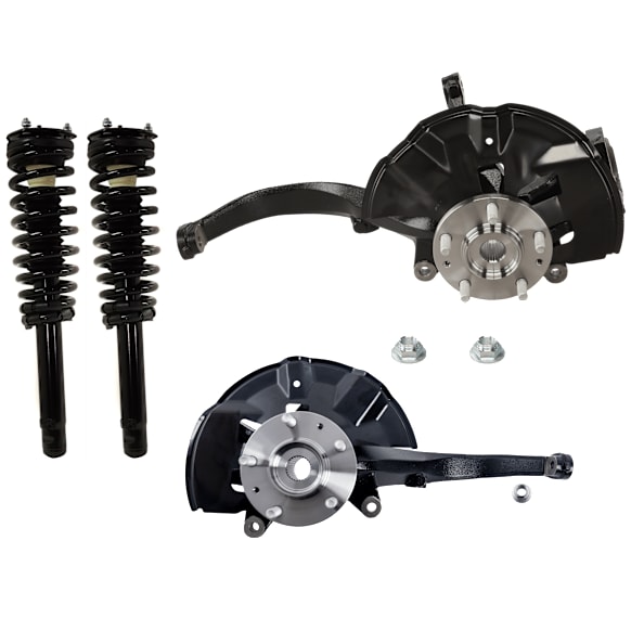 4-Piece Kit Front, Driver and Passenger Side Steering Knuckle, With Bearing, With Dust Shield, Includes (2) Knuckle and (2) Loaded Strut