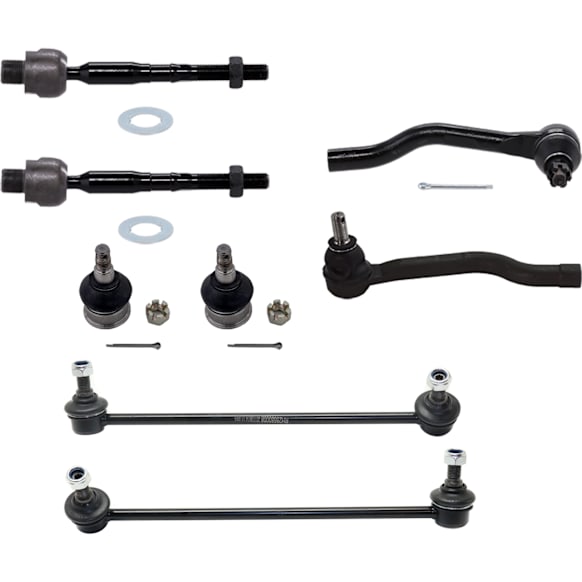 8-Piece Kit Front, Driver and Passenger Side, Inner and Outer, Lower Sway Bar Link, Includes (2) Ball Joint, (2) Sway Bar Link, and (4) Tie Rod End
