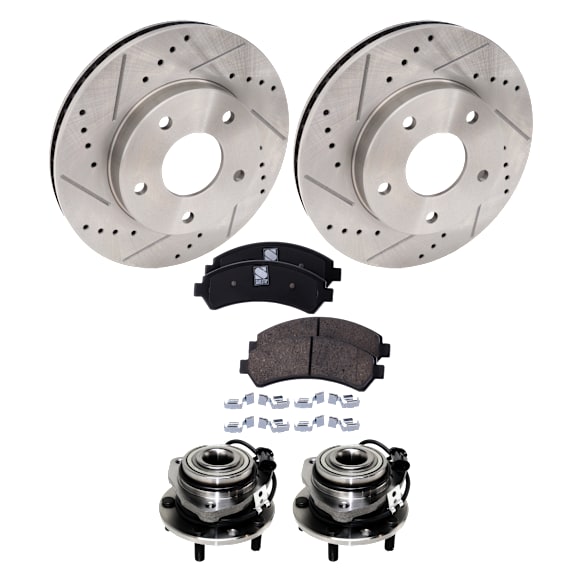 2003 Chevrolet S10 - 6-Piece Kit Front, Driver and Passenger Side Wheel Hub, 4-Wheel ABS, 4WD, 5 Lugs, With Bearing, With Sensor,  Includes (2) Brake Disc, (1) Brake Pad Set and (2) Wheel Hub