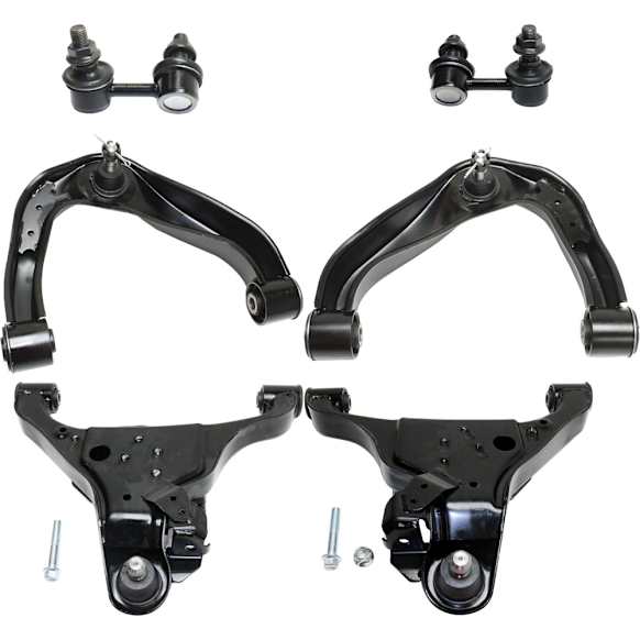 2009 Nissan Pathfinder - 6-Piece Kit Front, Driver and Passenger Side Control Arm Kit, RWD, Includes (4) Control Arm and (2) Sway Bar Link