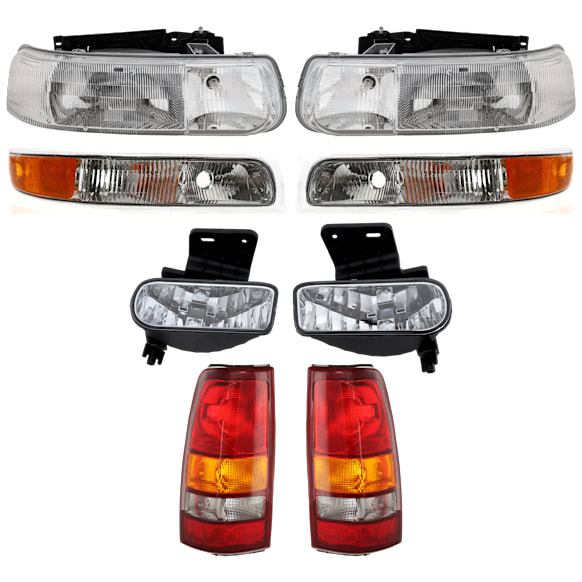 2002 Chevrolet Silverado 1500 - 8-Piece Kit Halogen Tail Light, Without bulb(s), OE Replacement, Fleetside,  Includes (2) Fog Light, (2) Headlight, (2) Parking Light, and (2) Tail Light