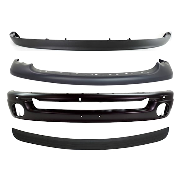 2002-2005 Dodge Ram 1500 - 4-Piece Kit, Front Bumper, Painted Black, Includes (1) Bumper, (1) Bumper Trim, and (2) Valance