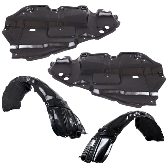 4-Piece Kit, Front, Driver and Passenger Side Fender Liner, Includes (2) Engine Splash Shield and (2) Fender Liner