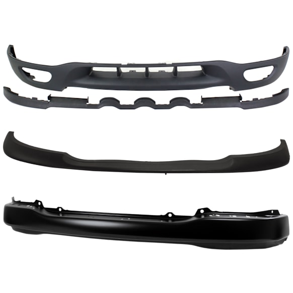 2001 Ford F-150 XL - 3-Piece Kit Bumper, Painted Black,  Includes (1) Bumper, (1) Bumper Trim, and (1) Valance