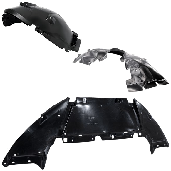 3-Piece Kit, Front, Driver and Passenger Side Fender Liner, Includes (1) Engine Splash Shield and (2) Fender Liner