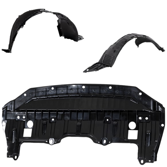 2013 Nissan Altima Base - 3-Piece Kit Front, Drive and Passenger Side Fender Liner, 4-Door Production Date Up To October 2012, Sedan,  Includes (1) Engine Splash Shield and (2) Fender Liner