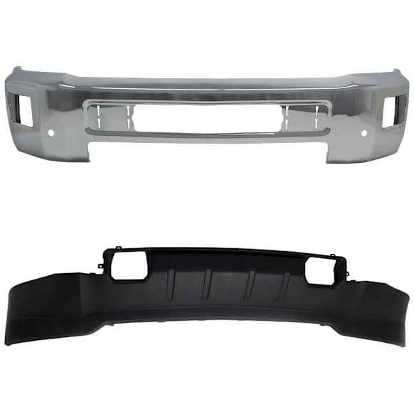 2015 Chevrolet Silverado 2500 HD - 2-Piece Kit Front Bumper, Chrome,  Includes (1) Bumper and (1) Valance